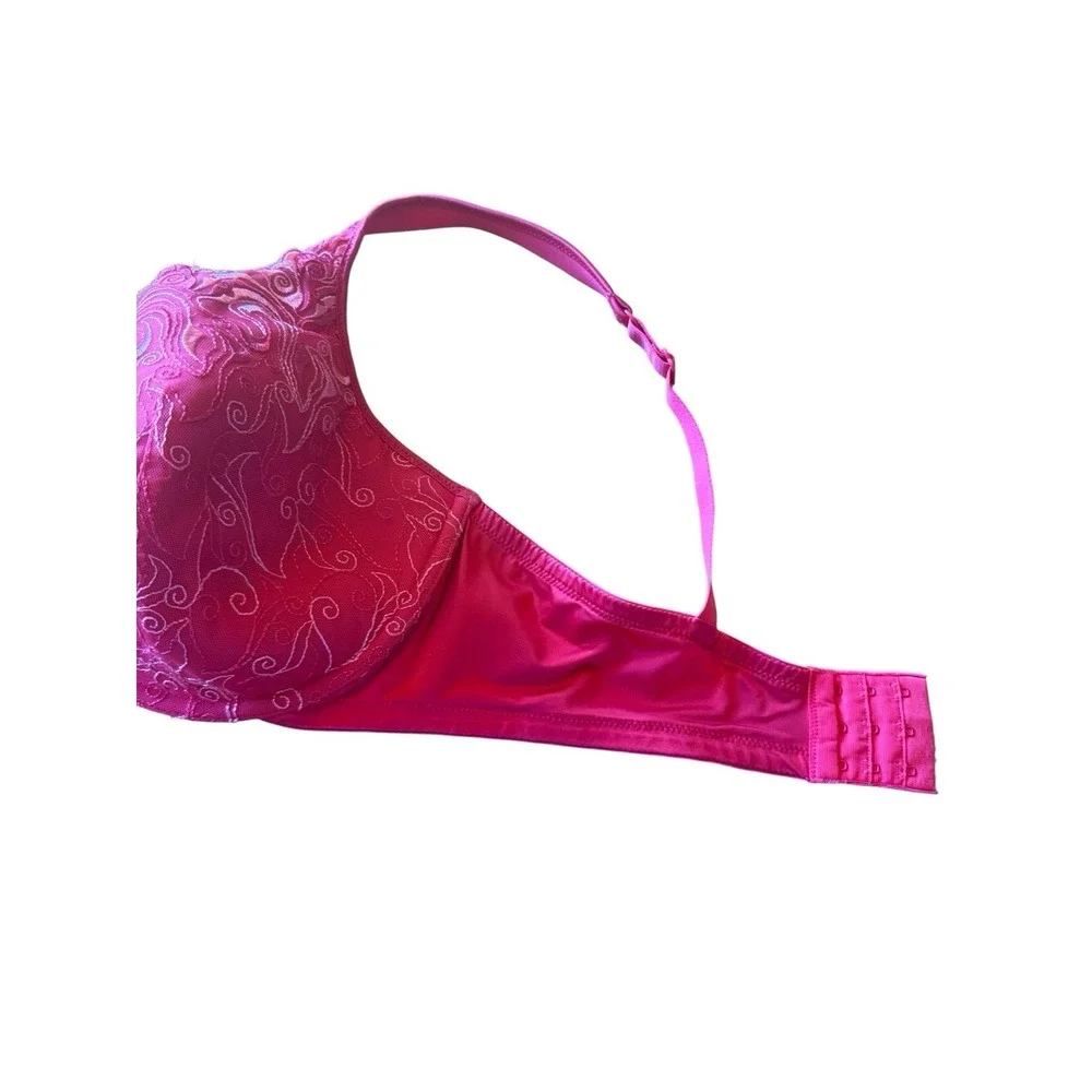 Playtex Secrets Red Lace Embroidered Underwire Bra Size 42DD Adjustable Straps‎